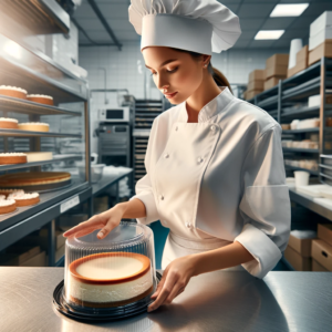 Woman packing her cheesecake for sale